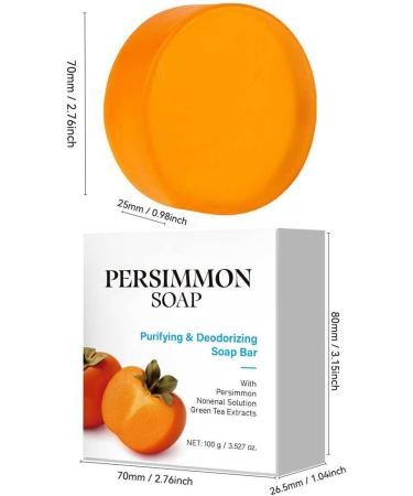  Yoelau Persimmon Soap Natural deodorizing soap for body and face with persimmon extract deeply cleansing and moisturizing for men and women 100 g with foaming net (5) - Buy Online on GoSupps.com