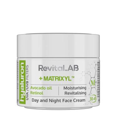 RevitaLAB - Hyaluron - Anti-aging day and night cream enriched with avocado oil Matrixyl retinol and UV filters for people aged 30 to 45 50 ml