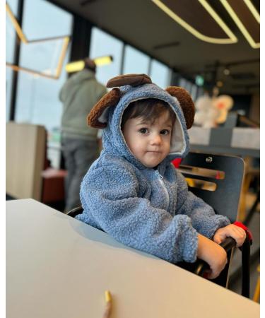 Volunboy Baby Boys Fleece Hooded Jacket - Sherpa Lined Toddler Full Zip Coat, Blue (2-3 Years) - Buy Online on GoSupps.com