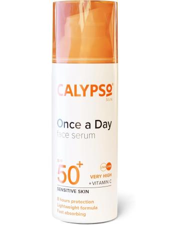 Calypso Once a Day Serum SPF50+ Serum with Vitamin C for Face and Neck for Sensitive Skin. Very High Sun Protection. UVA + UVB Primer. - Buy Online on GoSupps.com
