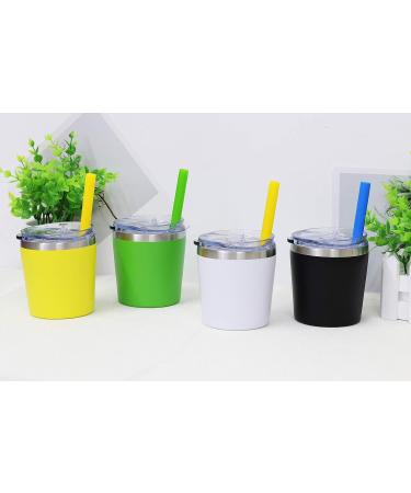 Colorful PoPo Stainless Steel Mom and Kids Tumbler Set - Stackable Toddler Cups with Lid and Straws - 8oz (Green Yellow) - Buy Online on GoSupps.com