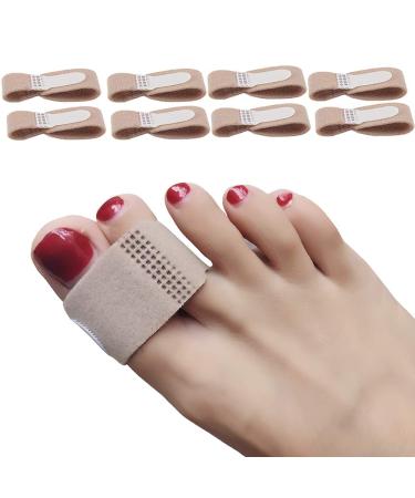 DYKOOK Broken Toe Wraps 8 Pcs/Pack Fabric Toe Splint Toe Cushioned Bandages Finger Protectors Straightener Hammer Toe Separators Beige-l Size