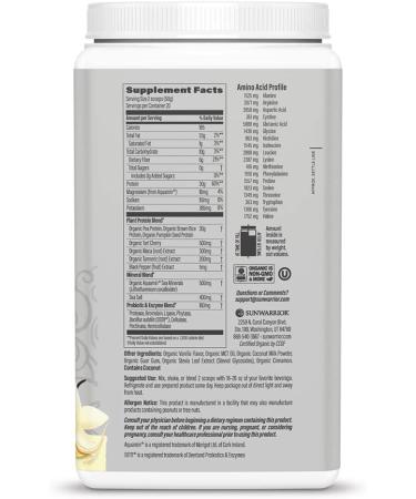 Sunwarrior Vegan BCAA Protein Shake with MCT Oil and Probiotics | Plant Based Post Workout Recovery Drink | Gluten Free Vanilla Protein Powder 1kg - Buy Online on GoSupps.com