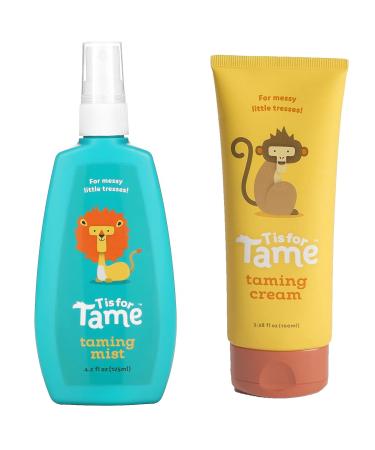 T is for Tame - Hair Taming Spray & Detangler Cream for Frizz  Flyaways  Static & More  100% Natural  Coconut Oil & Jojoba Leave-in  Safe for Babies & Kids  Not Sticky  Stiff or Oily