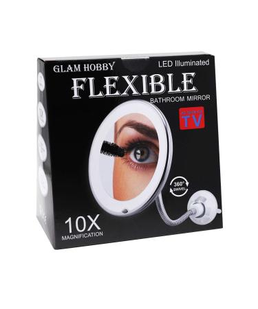 10X Magnifying LED Lighted Makeup Mirror with 360 Swivel Rotation - Glam Hobby Vanity Mirror for Bathroom with Flexible Gooseneck and Suction Cup - Buy Online on GoSupps.com