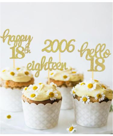 24 Glittery 18th Birthday Cupcake Toppers | 2006 Theme Cake Decoration for Boys | Party Accessories - Buy Online on GoSupps.com
