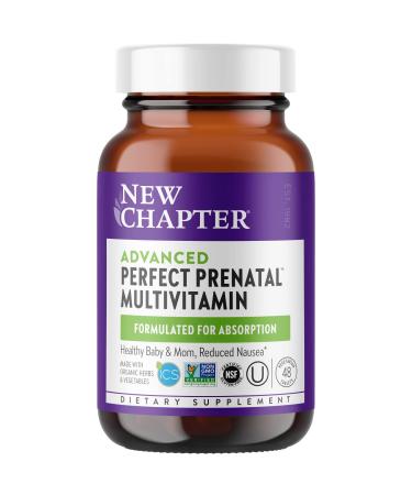 New Chapter Advanced Perfect Prenatal Vitamins - 48ct Organic Non-GMO Ingredients for Healthy Baby & Mom - Folate (Methylfolate) Iron Vitamin D3 Fermented with Whole Foods and Probiotics