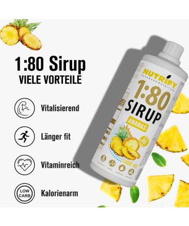 Nutrify Vital Fitness Drink 1:80 Syrup - Pineapple Beverage Concentrate with Vitamins & L-Carnitine Sugar-Free Low-Calorie - Makes 80 Liters - 1000ml Pack - Buy Online on GoSupps.com