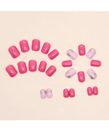 24Pcs Square Short Nude & Pink Press On Nails - Glitter Acrylic French Tips for Women & Girls - Buy Online on GoSupps.com