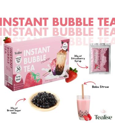 Tealise Instant Marbling Bubble Tea Kit DIY Boba/Bubble Tea Ready in 30 Seconds 5 Serving (Strawberry) Syrup-based Vegan - Buy Online on GoSupps.com