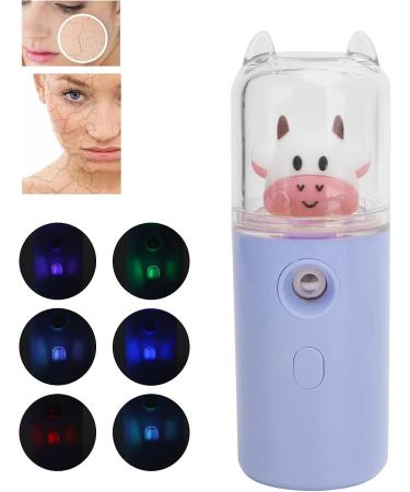 Light Purple and Yellow Nano Facial Mister 30ml Portable Handy Cool Mist Sprayer with Color Light Function Rechargable Cute Cow Design Cooling Mister(Purple) - Buy Online on GoSupps.com