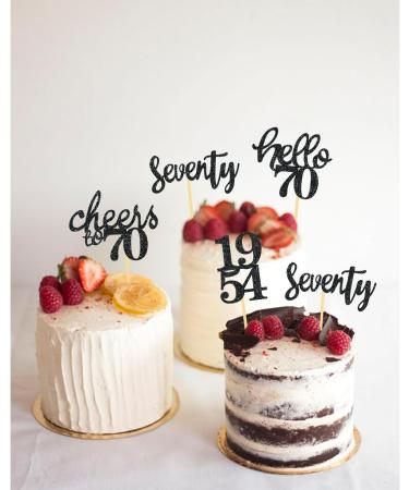 24 Pieces Glitter 70th Birthday Cupcake Toppers | 70th Birthday Decorations | 1954 Theme Party Accessories | Black Cake Decor - Buy Online on GoSupps.com