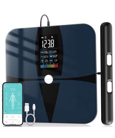 Body Fat Scale Lepulse 8 Electrodes Weighing Scale for Body Weight Fat Percentage Large Display Bathroom Scale Digital Precision Smart Scale & Body Analyzer 20 Body Composition Scale with Report Black