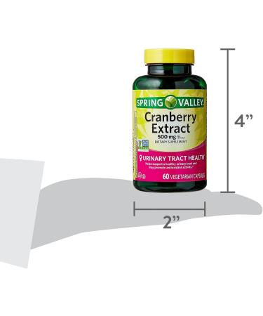 Spring Valley Cranberry Extract 500mg 60 Count Vegetarian Capsules for Women Urinary Tract Health 2 Pack - Set by Basket Goods - Buy Online on GoSupps.com