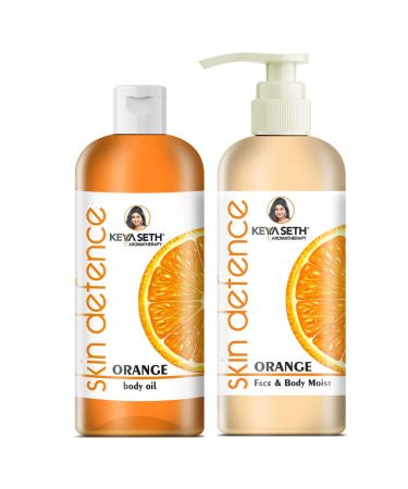 Keya Seth Aromatherapy Complete Winter Skin Care Combo Enriched with Vitamin C Skin Defence Orange Body oil 400ml + Orange Face & Body Moisturizer 400ml