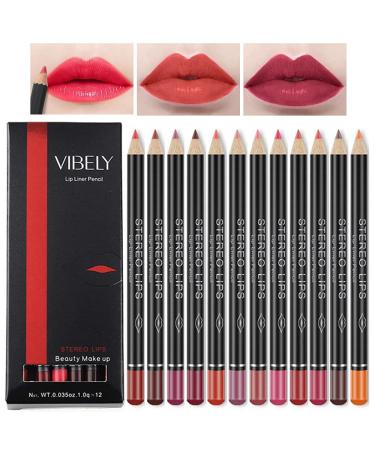Lipstick 12 Colors Lipiner Waterproof Lipliner Set Contour Sticks Set Lippe Conthlete Tight with Lid Long -lasting lipstick Matt Lipiner Palette