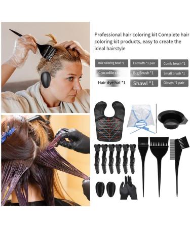 Xptieeck 16 Pieces Hair Dye Coloring Kit- Hair Tinting Bowl Hair Agitator Dye Brush Ear Cover Hairpin Hair Coloring Cape - Buy Online on GoSupps.com