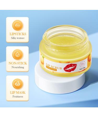 Orange Lip Scrub 20g - Natural Lip Scrub Exfoliator Hydrates and Softens Lips Brightens and Diminishes Lip Lines - Lip Exfoliator Scrub Lip Care for Smooth Soft and Hydrated Lips - Buy Online on GoSupps.com
