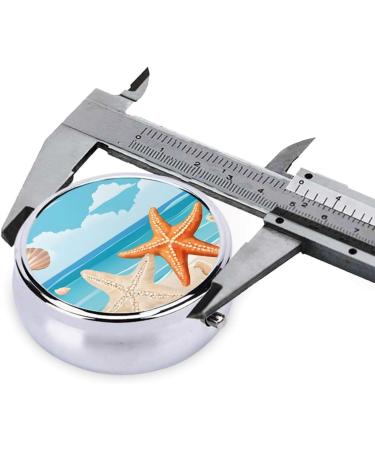 Seashells Sand Round Pill Box - 3 Compartment Portable Travel Medicine Organizer | Mini Decorative Pocket Purse for Vitamins & Tablets - Buy Online on GoSupps.com