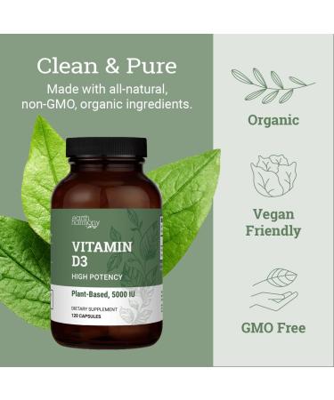 Vegan Vitamin D3 5000 IU Supplement for Immune Health & Strong Bones - 120 Capsules - Buy Online on GoSupps.com