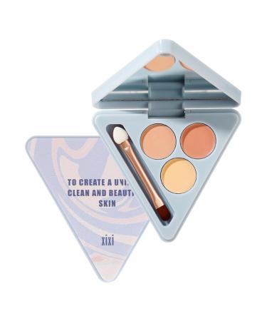 Tri-Color Concealer Cream Palette, 3 in 1 Complete Concealer Contour Palette for Contouring and Brightening, Waterproof for Under Eye Circles, Dark Circles and Acne Marks