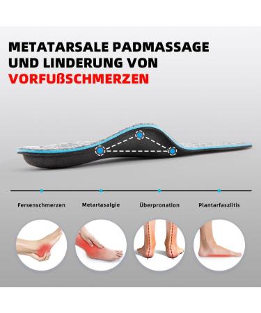 Valsole Orthopedic Insoles for Men & Women - Soft Shoe Inserts for Flat Feet & Plantar Fasciitis - Size 46-47 EU (29.5cm) - Comfort & Pain Relief - Buy Online on GoSupps.com