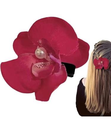 Orchid Hair Clip - Orchid Hairpin Barrette Flower Hair Pins Headwear - Hawaii Flower Hair Clip Headdress Pins Beach Seaside Holiday Women Girl Hair Accessories Red - Buy Online on GoSupps.com