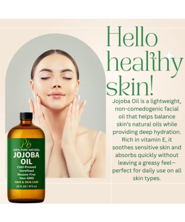 Jojoba Oil 16 fl oz Glass Bottle with Pump Cold-Pressed Unrefined & Hexane-Free Jojoba Oil for Hair Skin & Face Natural Moisturizer & Lightweight Carrier Oil for Essential Oils & Massage - Buy Online on GoSupps.com