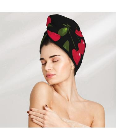 Cherry Microfiber Hair Towel - Soft Super Absorbent Quick Dry Hair Wrap for Women | Coral Velvet Cap for Long Curly & Thick Hair - Buy Online on GoSupps.com