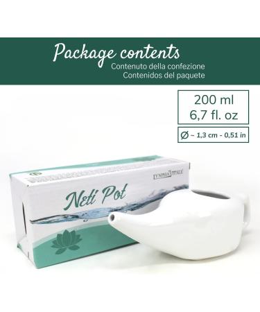 Lead-Free Ceramic Neti Pot 200ml - Nasal Irrigation for Sinus Congestion Relief - Sinusitis Treatment and Nasal Cleansing - Buy Online on GoSupps.com