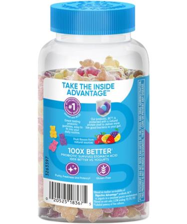 Digestive Advantage 3-in-1 Natural Fruit Flavors Probiotic Gummies for Women & Men Occasional Bloating, Minor Abdominal Discomfort & Gut Health, 60 Count Gummies (3 Pack) - Buy Online on GoSupps.com