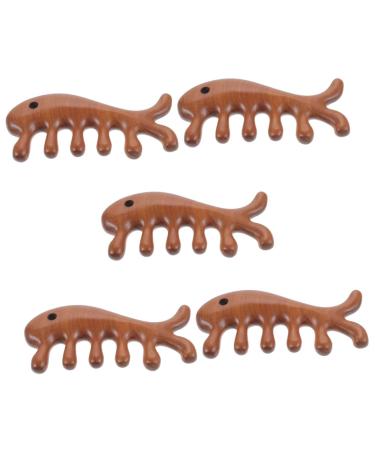 Healeved 5st massage comb in fish form ergonomic acupuncture massage comb for the head tool portable massage comb portable comb wooden face scalp ridge women