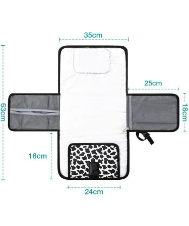 Lekebaby Nappy Changing Mat Portable Changing Mat Baby Travel Change Mat with Wipe-Pocket and Head Cushion Cow Stria Grey-Cow Stria - Buy Online on GoSupps.com