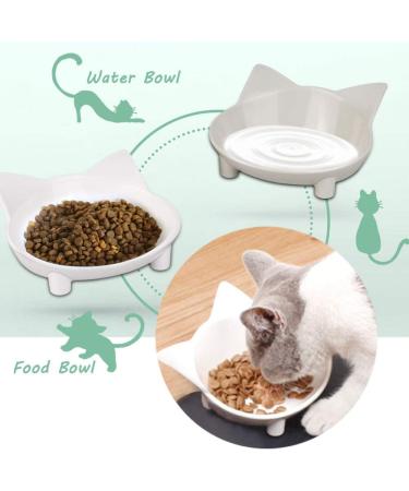 Comsmart Anti-Slip Cat Bowl - Double Pet Feeding Bowl in White/Grey - Buy Online on GoSupps.com