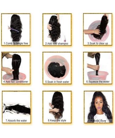 Shaoyao Brazilian Straight Human Hair Wig for Women - Pre Plucked Lace Front with Baby Hair - 28 Natural Black - Buy Online on GoSupps.com