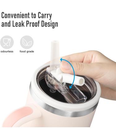 JHCBKFF 2 Pack 40 oz Tumbler Flip Straw Lid Replacement fit for Stanley Quencher Spill Proof Tumbler Cover for Stanley Cup Beige - Buy Online on GoSupps.com