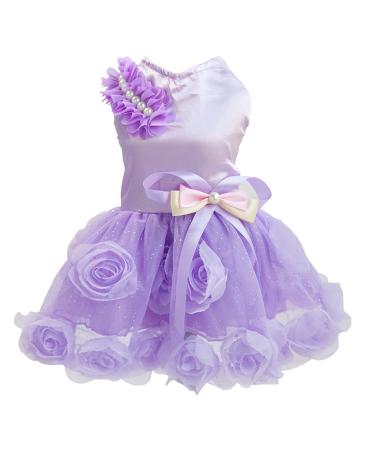 Dog dressing luxury puppy skirt dog clothing princess clothes wedding evening dress tutu rock rose flower bowknot dress for little dog girl purple xxl xxl purple - Buy Online on GoSupps.com