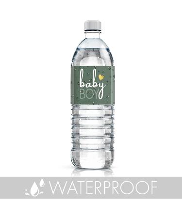 Greenery Baby Boy Shower Water Bottle Labels - Set of 24 Stickers - Buy Online on GoSupps.com