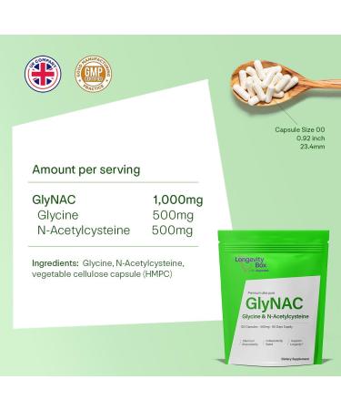 Ultra Pure GlyNAC Supplement 1000mg (500mg Glycine + 500mg N-Acetyl Cysteine) - Glutathione Precursor for Healthy Aging Energy & Cellular Protection - 120 Vegan Capsules 120 Count (Pack of 1) - Buy Online on GoSupps.com