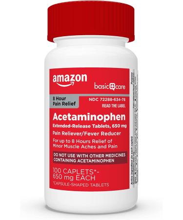 Amazon Basic Care Acetaminophen Extended-Release Tablets 650mg - 100 Count Pack, Pain Relief Medication - Buy Online on GoSupps.com