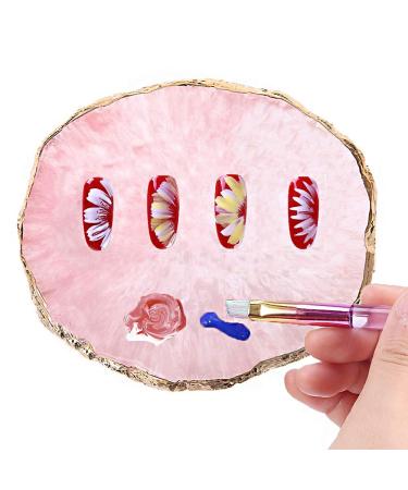 Resin Nail Art Palette  Kalolary Polish Holder Drawing Color Palette  Nail Art Painting Gel Palette Manicure Tool (Pink)