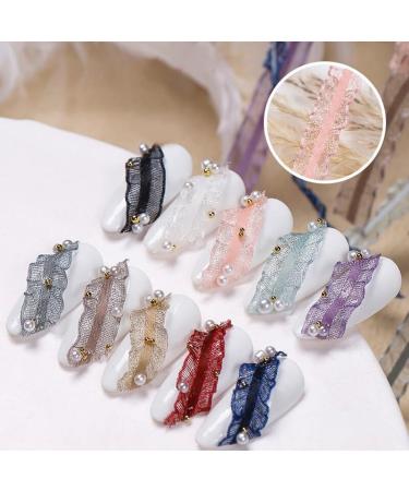 Fingernail Ornament Lace Nail Decor 11.81in Fashion Faux Pearl Gentle Style Nail Art Supply Ladies DIY Nail Decoration - Buy Online on GoSupps.com