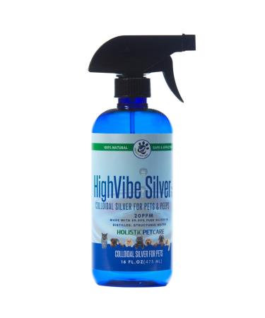 HighVibe Silver - Colloidal Silver for Pets -16 Oz- 20 PPM Wound/Skin/Hot Spot Spray for Dogs, Cats, Birds, Horses/All Pets & Peeps