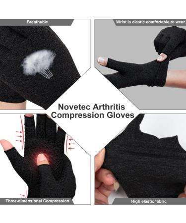 Buy 2 Pairs Arthritis Compression Gloves for Women & Men | Anti-Slip Fingerless Gloves for Rheumatoid & Osteoarthritis - Small Black - Buy Online on GoSupps.com