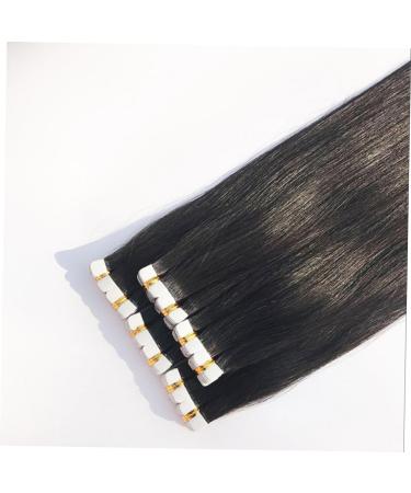 POPETPOP Real Hair Wig Straight Hair Extensions Tape in Hair Seamless Hair Extention Human Hair Wigs Invisible Hair Weaving medium Black - Buy Online on GoSupps.com