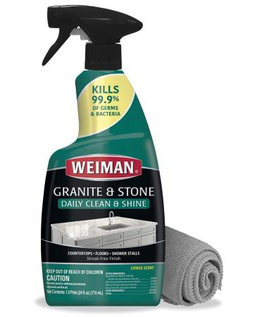 Weiman Disinfectant Granite Cleaner and Polish With Microfiber Cloth - Safely Clean Disinfect and Shine Granite Marble Soapstone Quartz Quartzite Slate Limestone Corian Laminate Tile Countertop - Buy Online on GoSupps.com