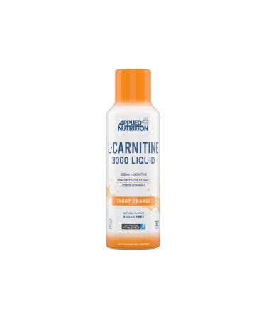 Applied Nutrition L Carnitine 3000 Liquid - L-Carnitine with Green Tea & Vitamin C Boosts Energy & Weight Management Vegan (480ml - 32 Servings) (Tangy Orange)