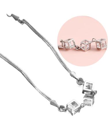 Oralgos Zircon-Cube Bracelet - Elegant Adjustable Crystal Chain Jewelry for Couples & Anniversaries - Buy Online on GoSupps.com