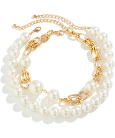 OralGos Stylish Double Layer Pearl Necklace - Punk Gothic Choker Collar Fashion Jewelry for Women - White - Buy Online on GoSupps.com