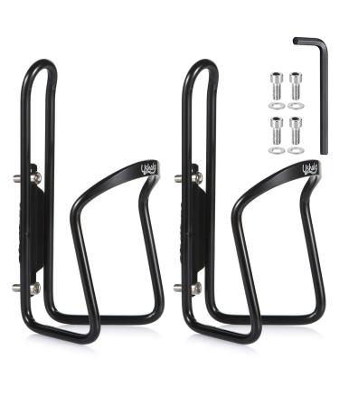 USHAKE Water Bottle Cages, Basic MTB Bike Bicycle Alloy Aluminum Lightweight Water Bottle Holder Cages Brackets(2 Pack- Drilled Holes Required) Black